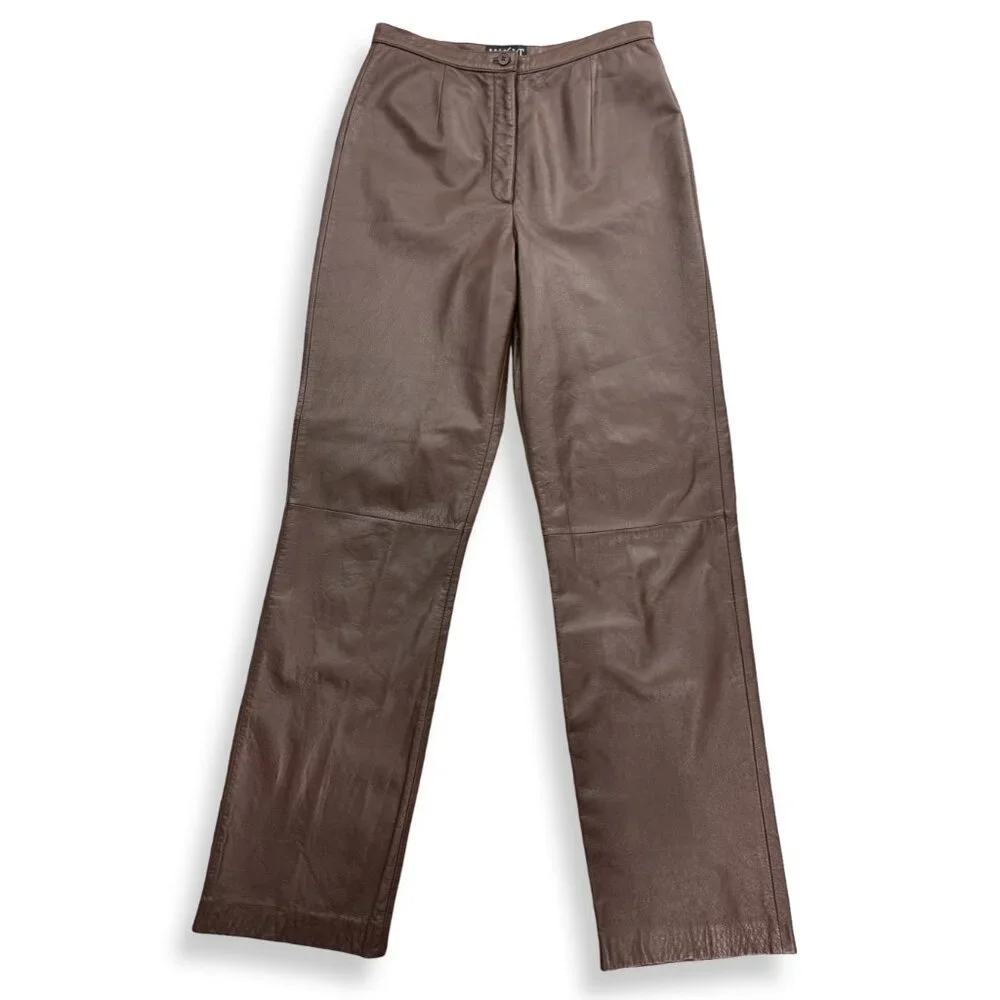 VTG Mixit Y2K‎ Leather Pants Womens 8 High Rise 28x31 Chocolate Brown Streetwear